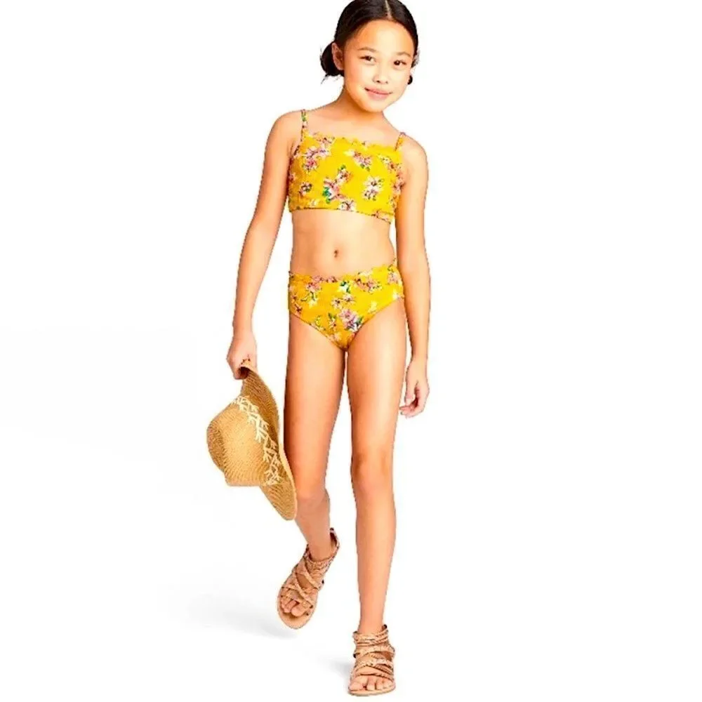 Girls Art Class Yellow Floral Bikini
